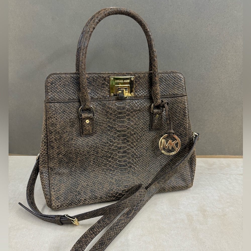 Michael Kors | Brown Python Embossed Genuine Leat… - image 3